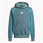 adidas Junior Boys Seasonal Essentials Colourblock Hoodie Preloved Teal/Preloved Teal/White