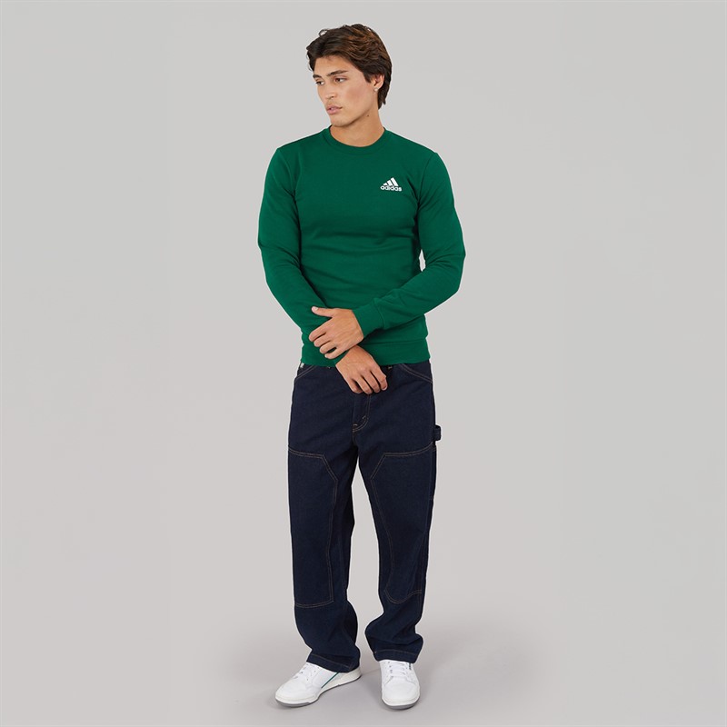 adidas Mens Essentials Crew Sweatshirt Collegiate Green