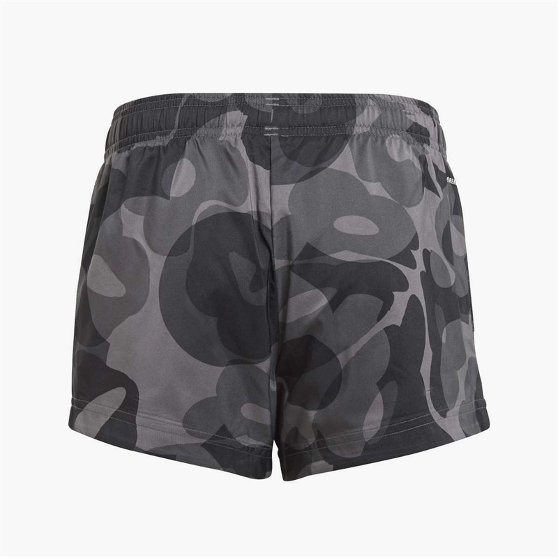 adidas Junior Girls Essentials Aeroready Seasonal Print Shorts Black/Carbon/Grey Six/Grey Five