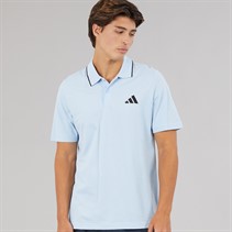 adidas Mens Essentials Small Logo Pique Polo Shirt Glow Blue/Black