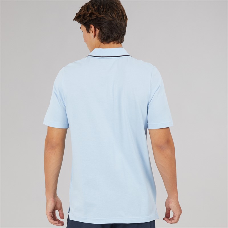 adidas Mens Essentials Small Logo Pique Polo Shirt Glow Blue/Black