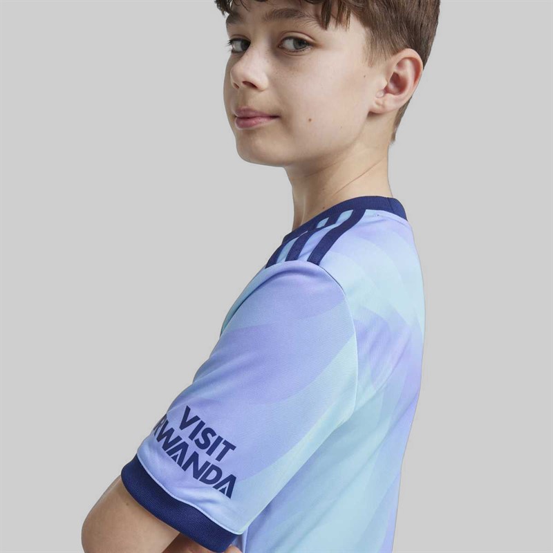 adidas Junior Boys AFC Arsenal FC 24/25 Third Jersey Clear Aqua/Light Flash Purple
