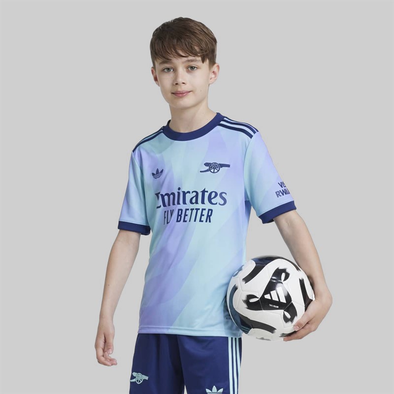 adidas Junior Boys AFC Arsenal FC 24/25 Third Jersey Clear Aqua/Light Flash Purple