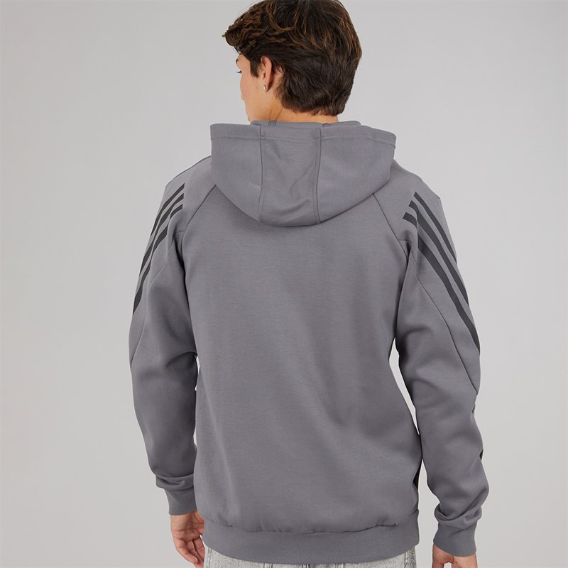 adidas Mens Future Icons 3 Stripes Full Zip Hoodie Grey Four