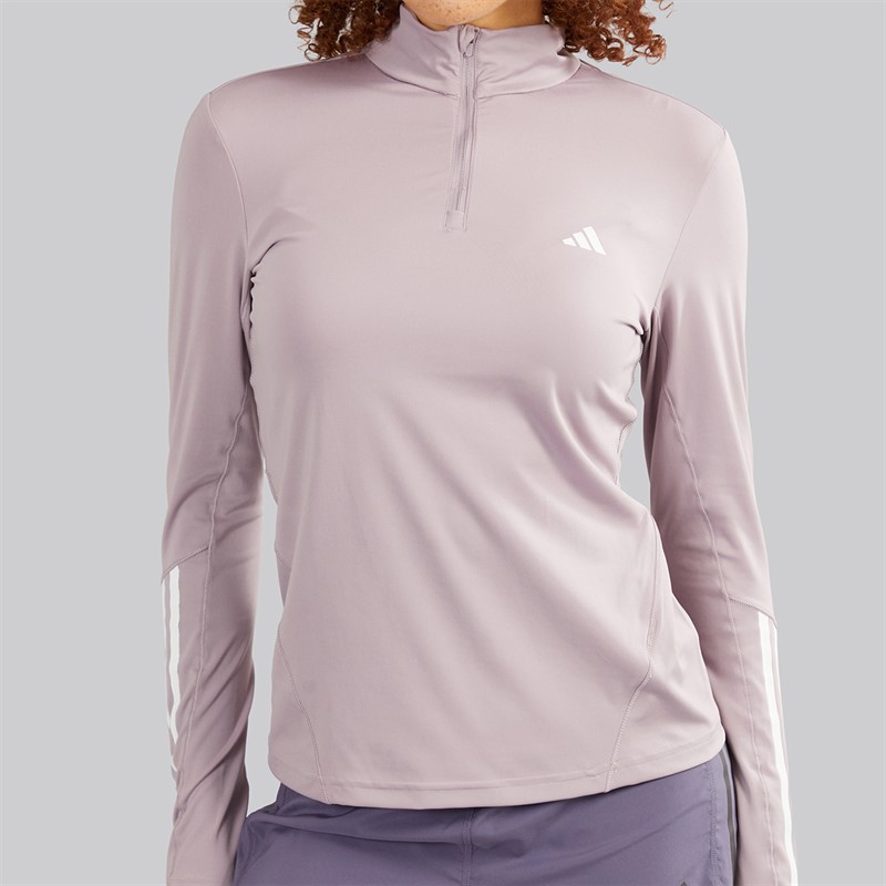 adidas Womens Hyperglam Training 1/4 Zip Top Preloved Fig/White