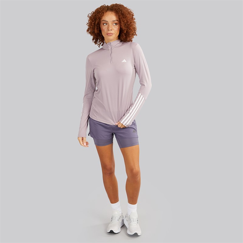 adidas Womens Hyperglam Training 1/4 Zip Top Preloved Fig/White