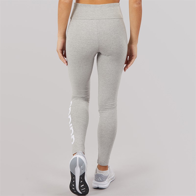 adidas Womens Essentials High Waist Logo Leggings Medium Grey Heather/White