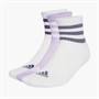 adidas 3 Stripes Sportswear Cushioned Three Pack Mid Crew Socks White/White/Powder Plum