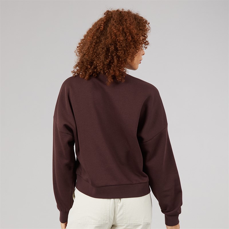 adidas Womens Cozy Holiday Graphic Sweatshirt Shadow Brown
