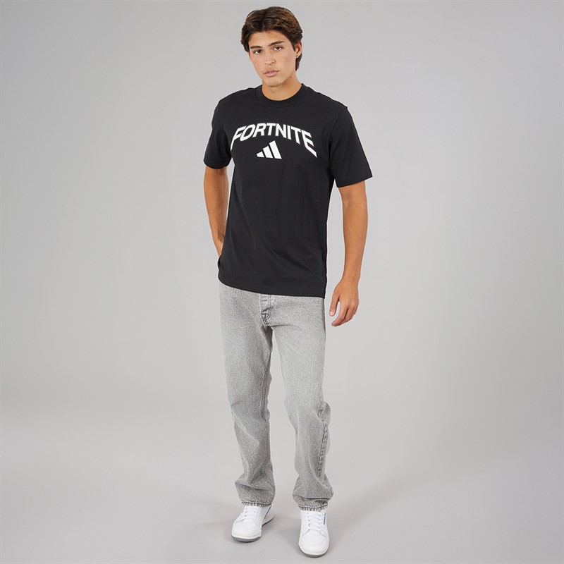 adidas Mens X Fortnite Logo Graphic T-Shirt Black