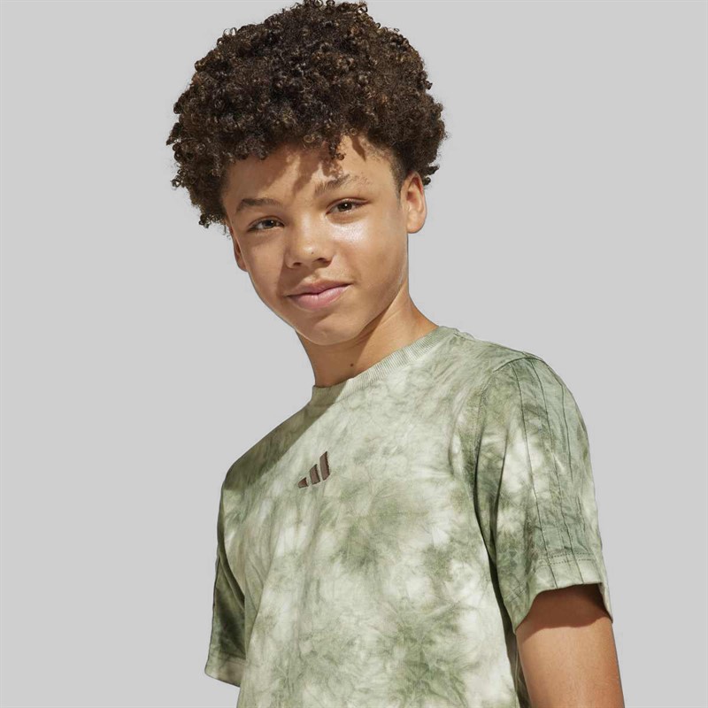 adidas Junior Boys All SZN All Over Print T-Shirt Olive Strata/Olive Strata