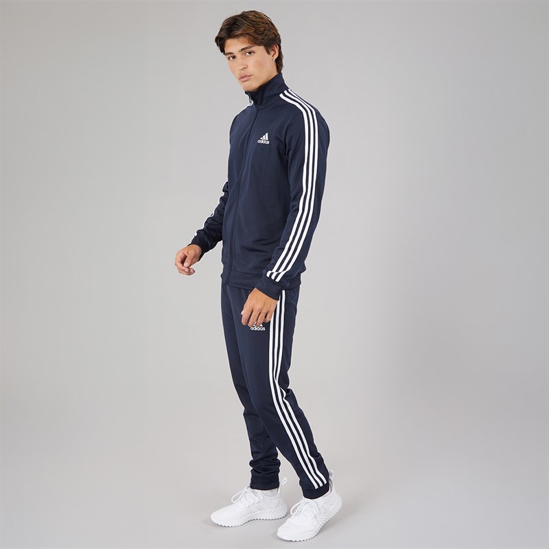 adidas Mens Primegreen Essentials 3-Stripes Tracksuit Legend Ink/White