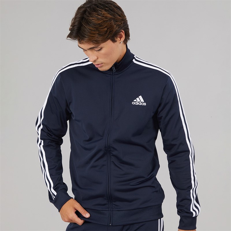 adidas Mens Primegreen Essentials 3-Stripes Tracksuit Legend Ink/White