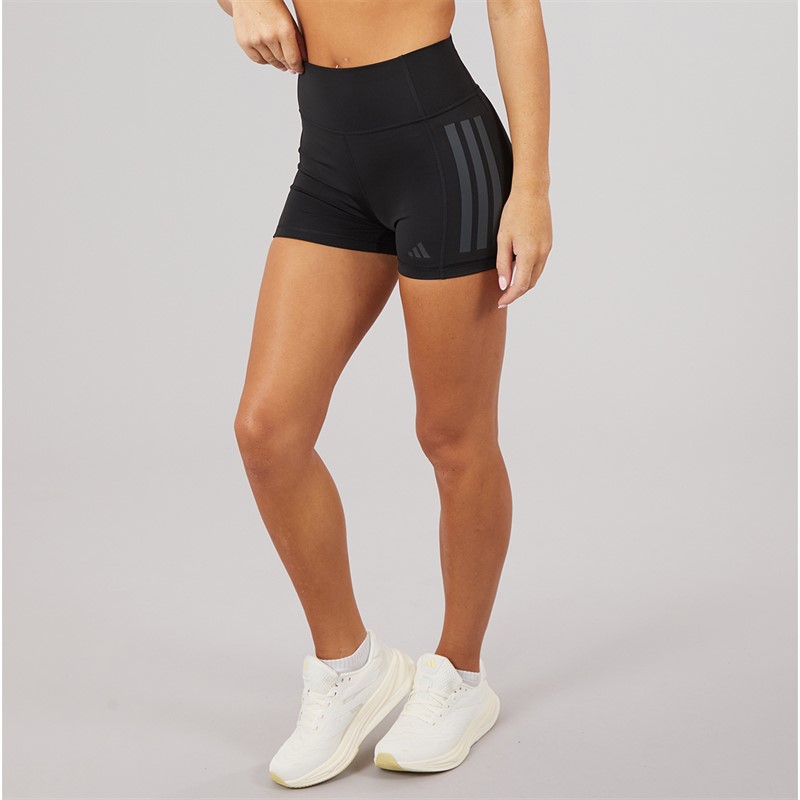 adidas Womens Optime 3 Stripes Tight Shorts Black