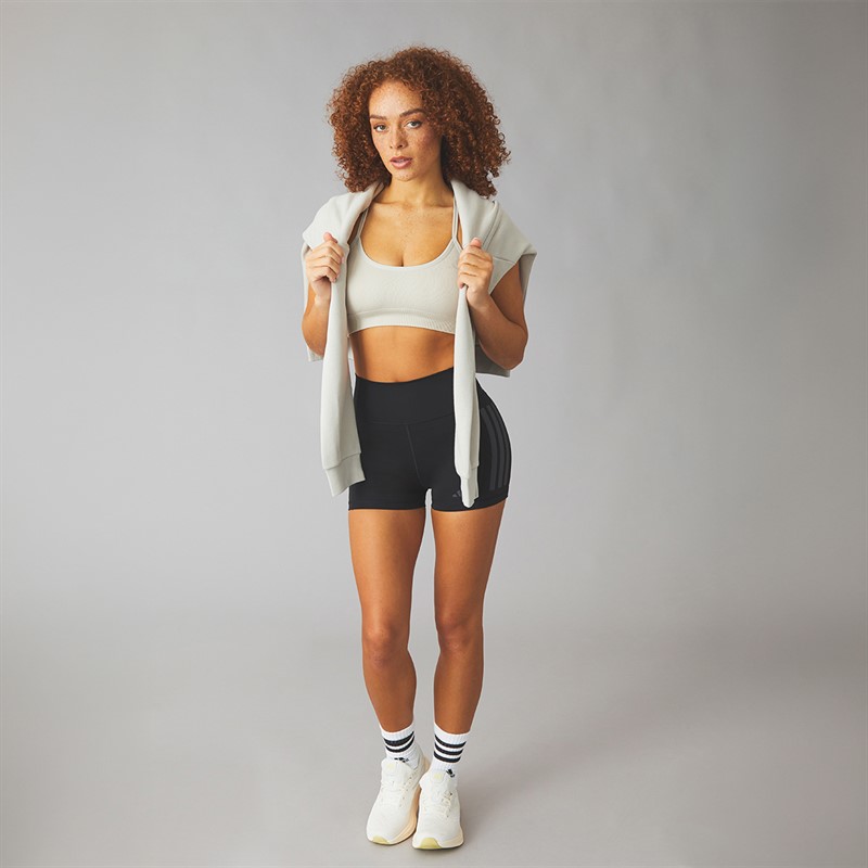 adidas Womens Optime 3 Stripes Tight Shorts Black