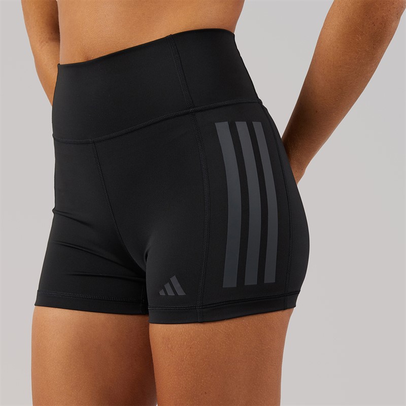 adidas Womens Optime 3 Stripes Tight Shorts Black