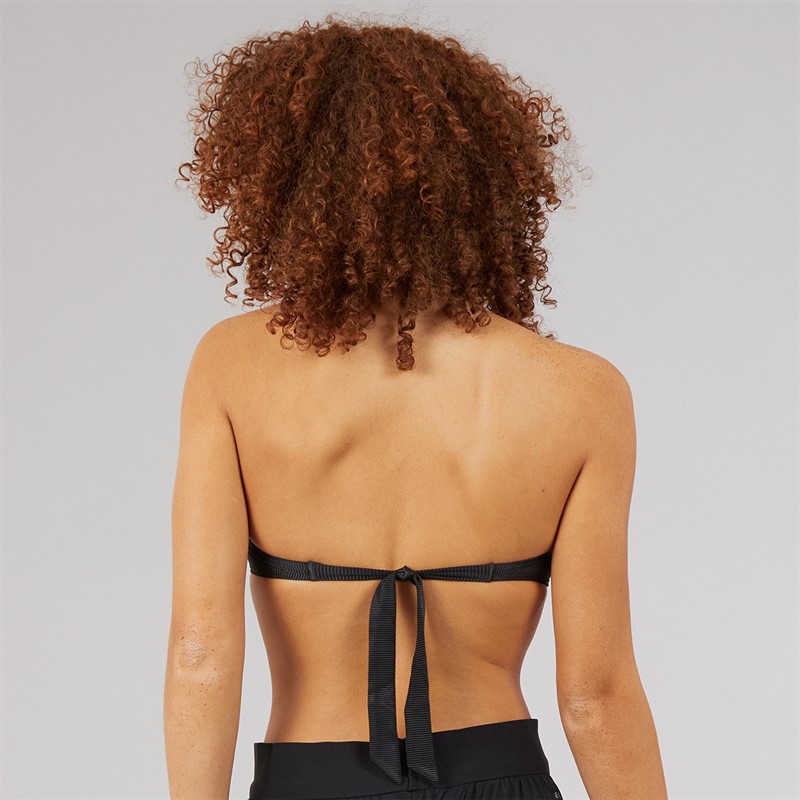 adidas Womens Iconisea Ribbed Padded Bandeau Bikini Top Black