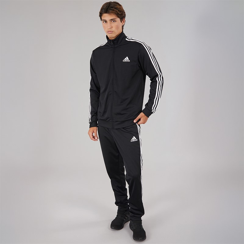 adidas Mens Primegreen Essentials 3-Stripes Tracksuit Black/White