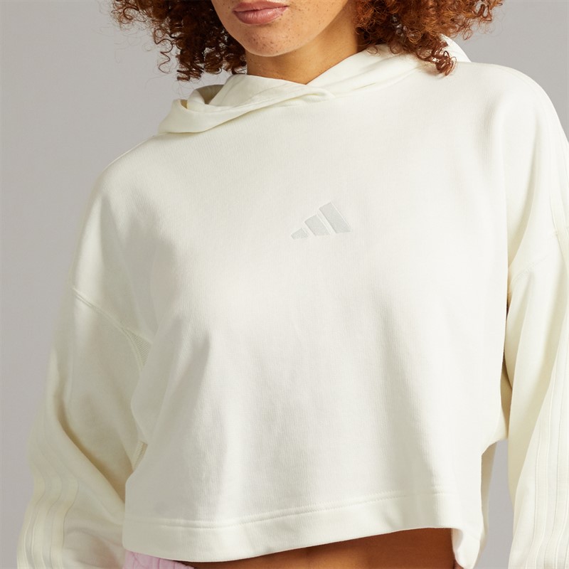 adidas Womens All SZN 3 Stripes Hoodie Off White