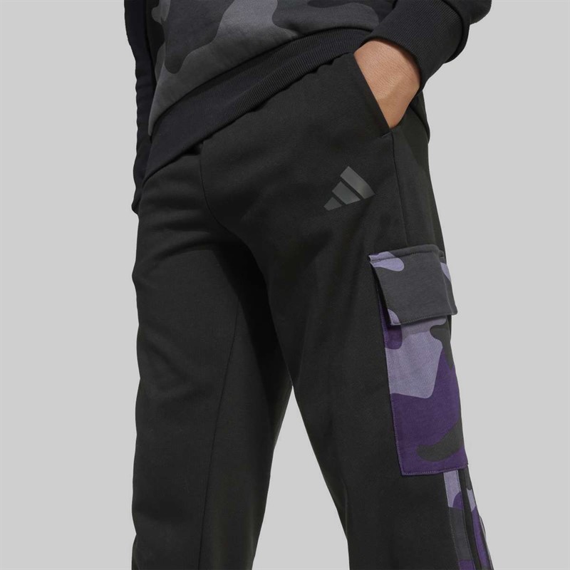adidas Junior Boys Essentials Camo Cargo Joggers Black/White