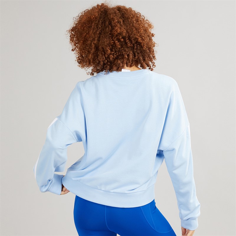 adidas Womens Essentials 3-Stripes Sweatshirt Glow Blue/White