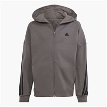 adidas Junior Boys Future Icons 3 Stripes Full Zip Hoodie Charcoal/Black