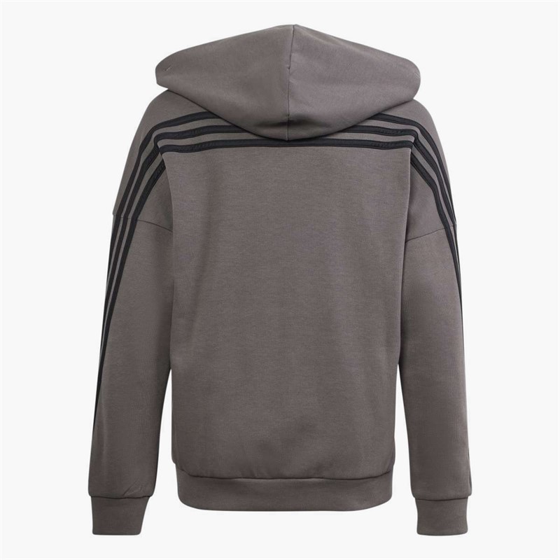 adidas Junior Boys Future Icons 3 Stripes Full Zip Hoodie Charcoal/Black