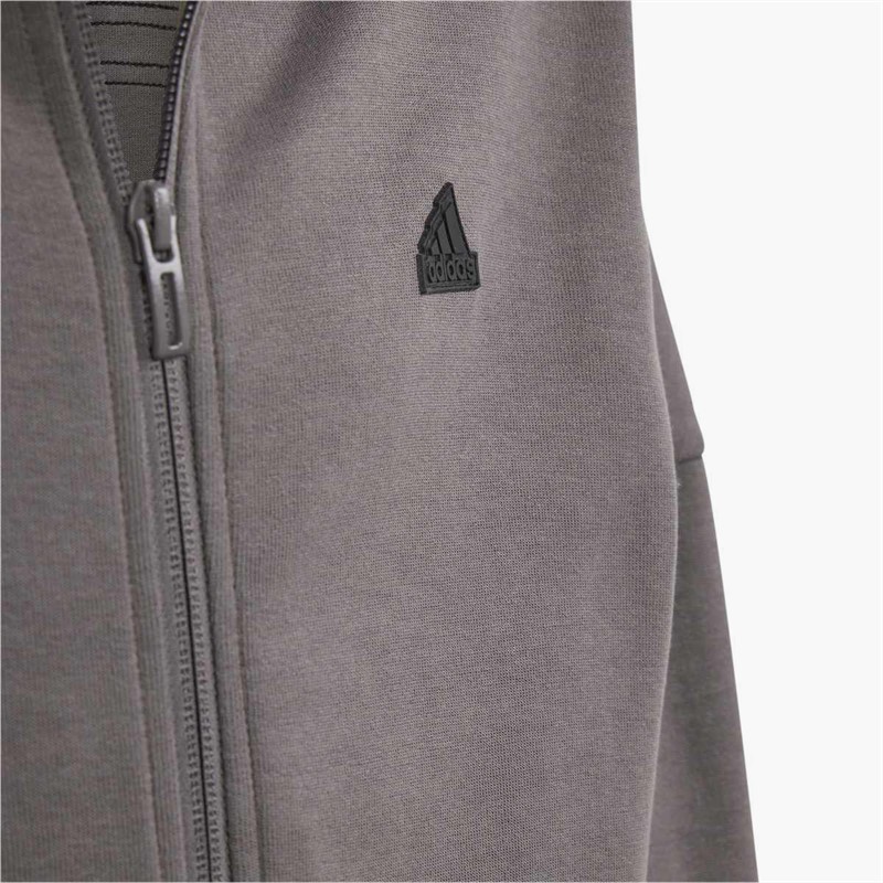 adidas Junior Boys Future Icons 3 Stripes Full Zip Hoodie Charcoal/Black