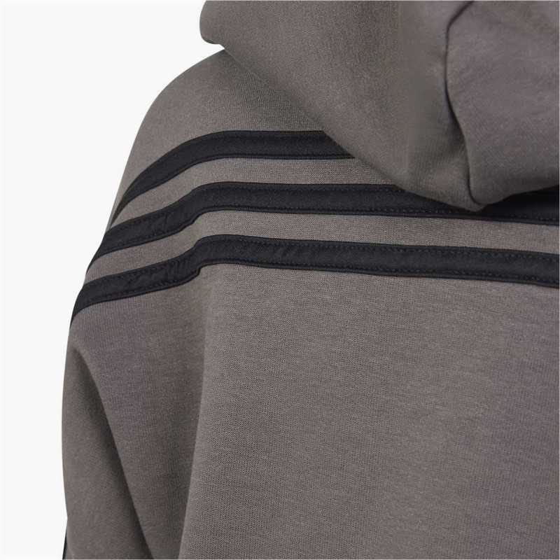 adidas Junior Boys Future Icons 3 Stripes Full Zip Hoodie Charcoal/Black