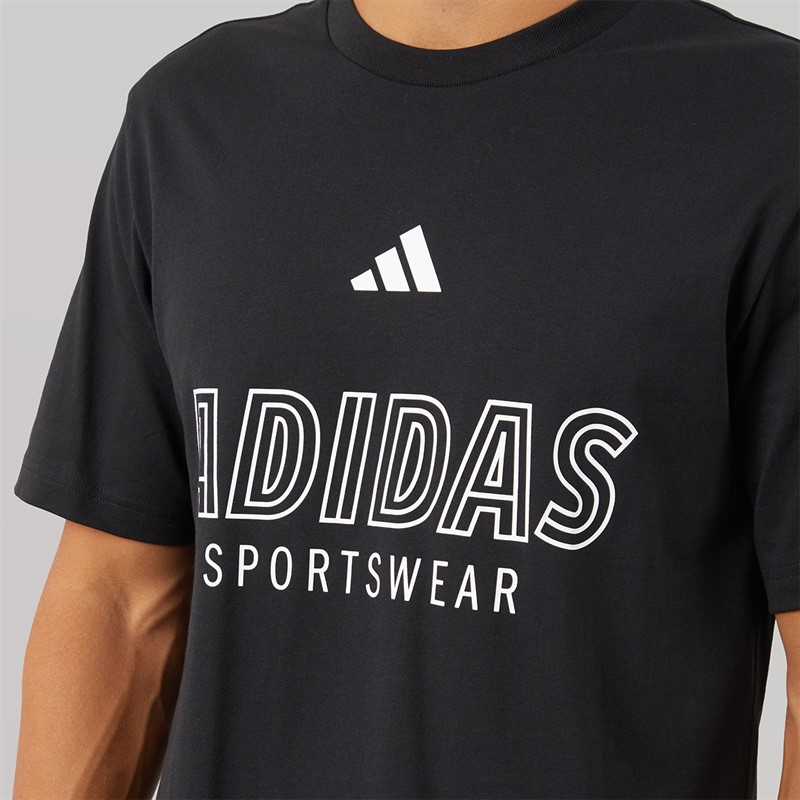adidas Mens House Of Tiro Linear Graphic T-Shirt Black