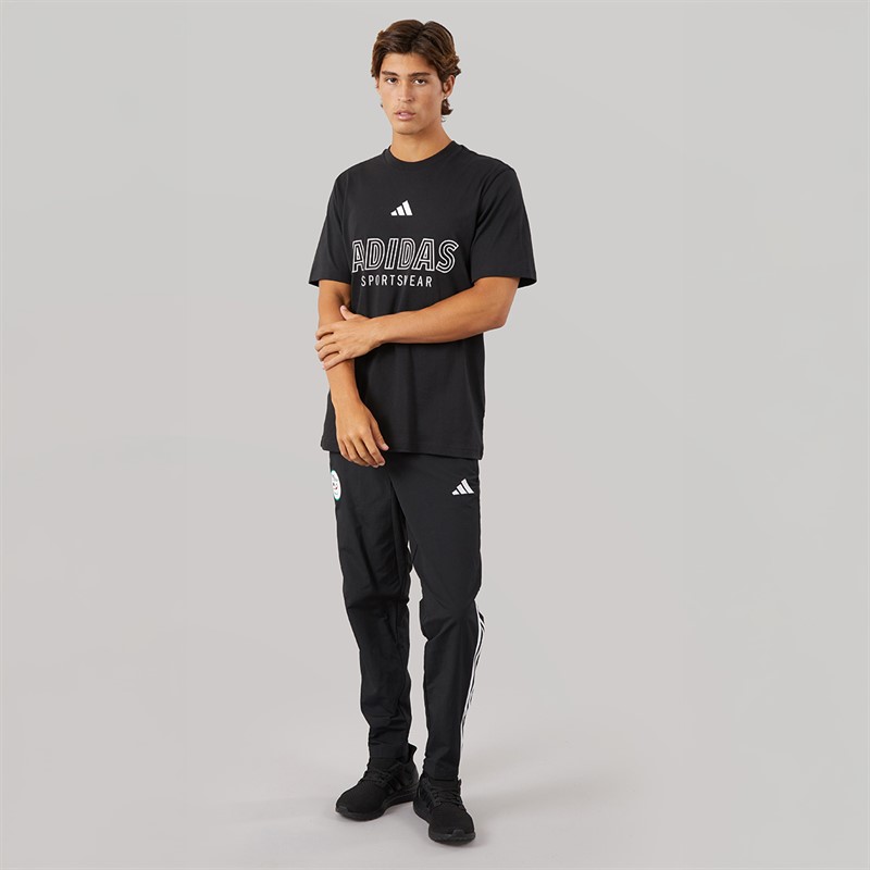 adidas Mens House Of Tiro Linear Graphic T-Shirt Black
