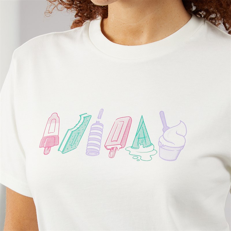 adidas Womens Lounge Food Graphic T-Shirt Off White