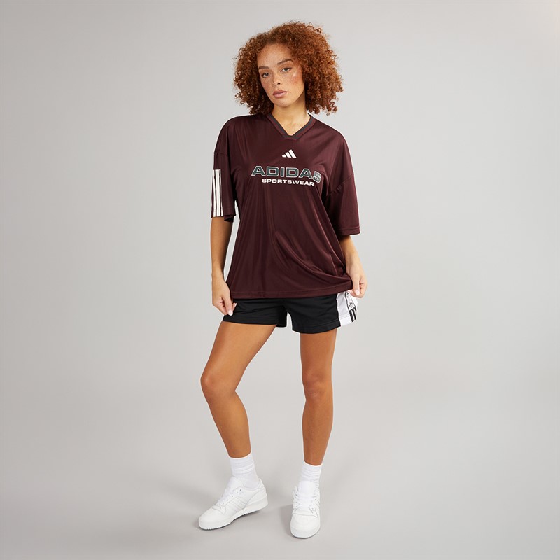 adidas Womens House Of Tiro Nations Pack Boyfriend Fit T-Shirt Aurora Ruby
