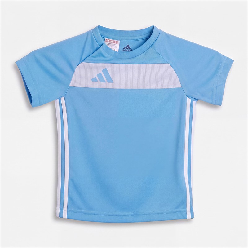 adidas Infant Boys Tiro 25 Essentials Jersey T-Shirt And Shorts Set Semi Lucid Blue/White