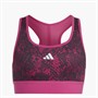 adidas Junior Girls AEROREADY Powerreact Animal Print Padded Sports Bra Semi Lucid Fuchsia/Carbon/White