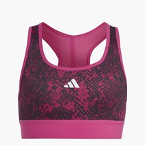 adidas Junior Girls AEROREADY Powerreact Animal Print Padded Sports Bra Semi Lucid Fuchsia/Carbon/White