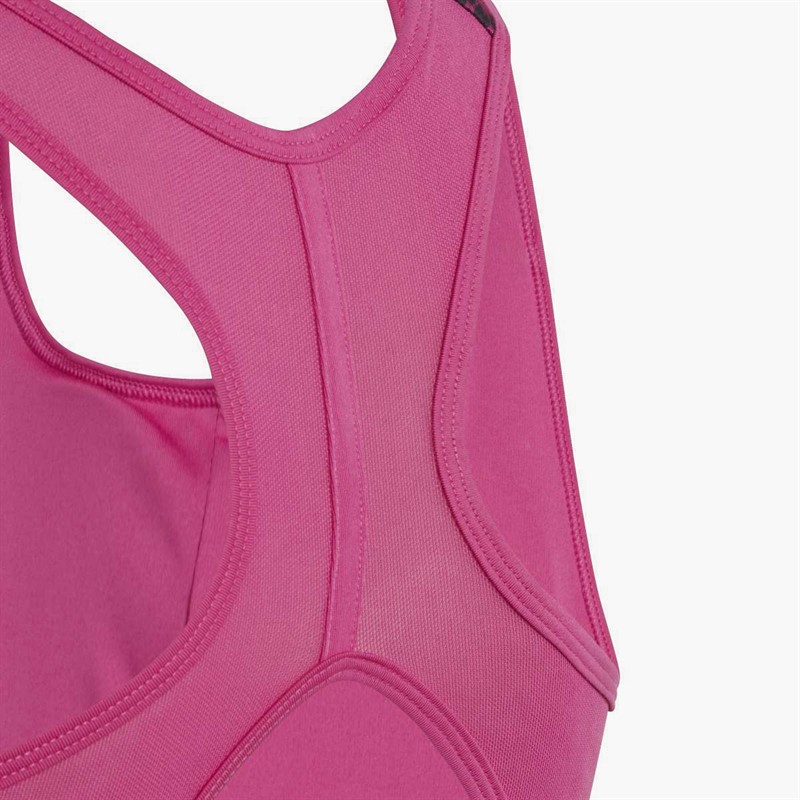 adidas Junior Girls AEROREADY Powerreact Animal Print Padded Sports Bra Semi Lucid Fuchsia/Carbon/White