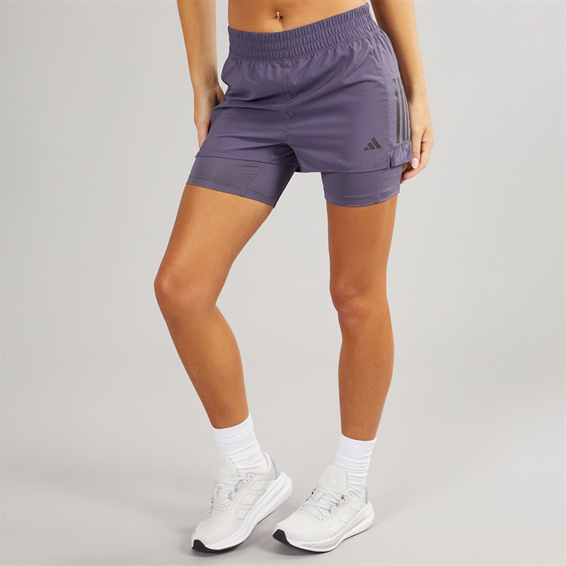 adidas Womens Own The Run Climacool 2-In-1 Running Shorts Preloved Violet