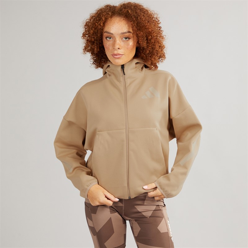 adidas Womens Z.N.E Full Zip Hoodie Warm Sand