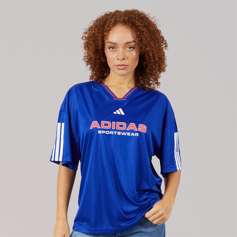 adidas Womens House Of Tiro Nations Pack Boyfriend Fit T-Shirt Semi Lucid Blue