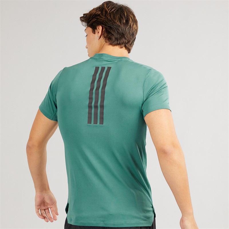 adidas Mens Primelift 3-Stripes T-Shirt Preloved Teal
