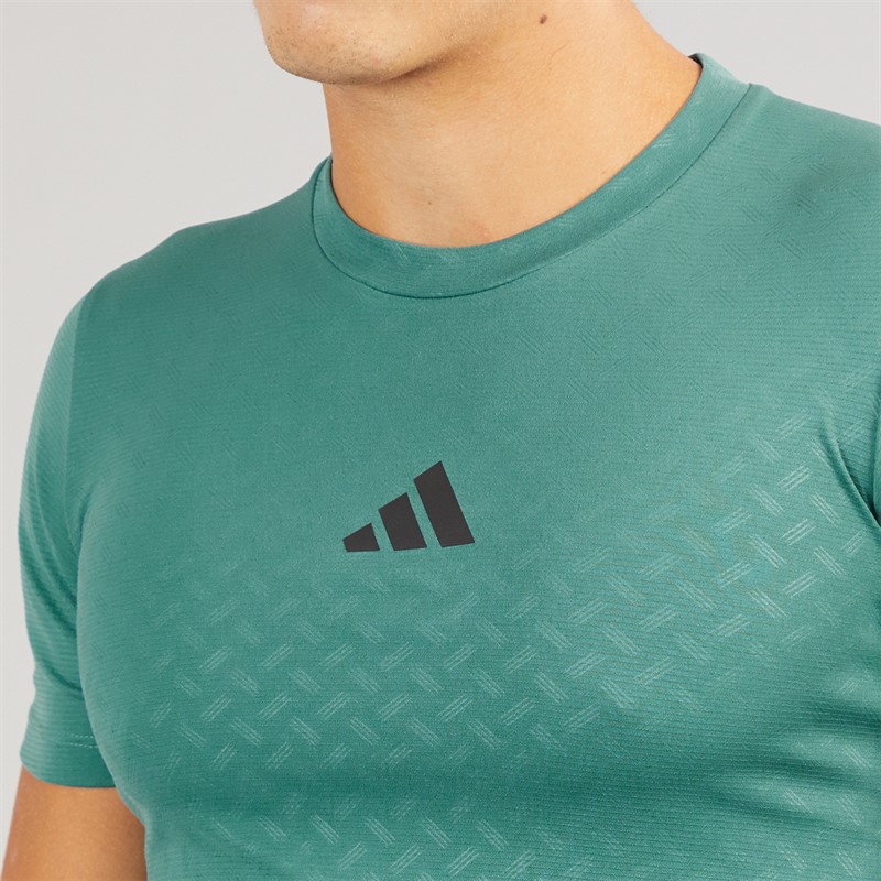 adidas Mens Primelift 3-Stripes T-Shirt Preloved Teal