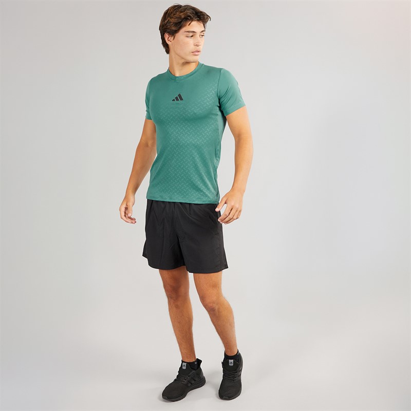 adidas Mens Primelift 3-Stripes T-Shirt Preloved Teal