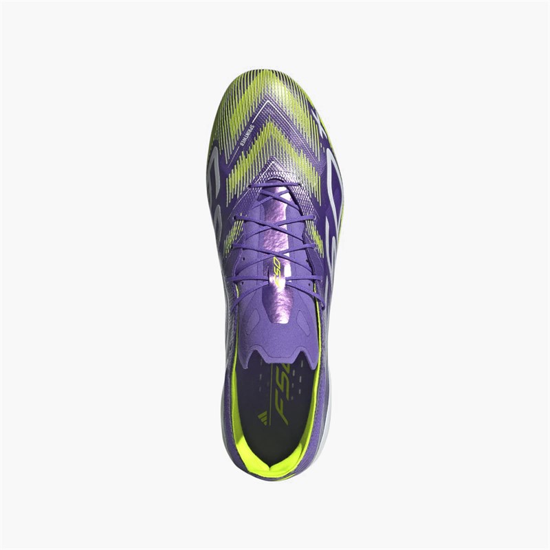 adidas Mens F50+ Radiant Blaze Pack FG Firm Ground Football Boots Purple Rush/Cloud White/Lucid Lemon