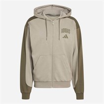 adidas Herre Collegiate Fleece Lynlås Hættetrøje Silver Pebble/Olive Strata