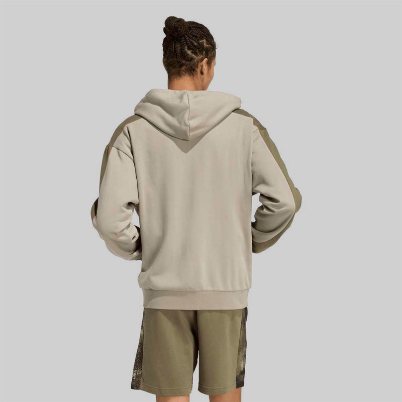adidas Herre Collegiate Fleece Lynlås Hættetrøje Silver Pebble/Olive Strata