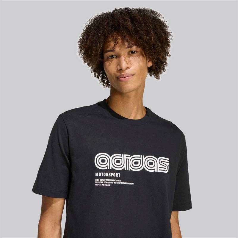 adidas Herren Motorsport Linear Grafik T Shirt Schwarz