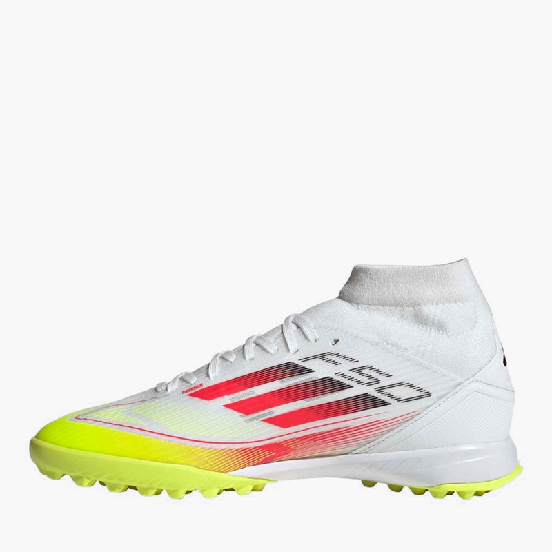 adidas Womens F50 League Mid Pure Victory Pack TF Astro Football Boots Cloud White/Lucid Red/Solar Yellow
