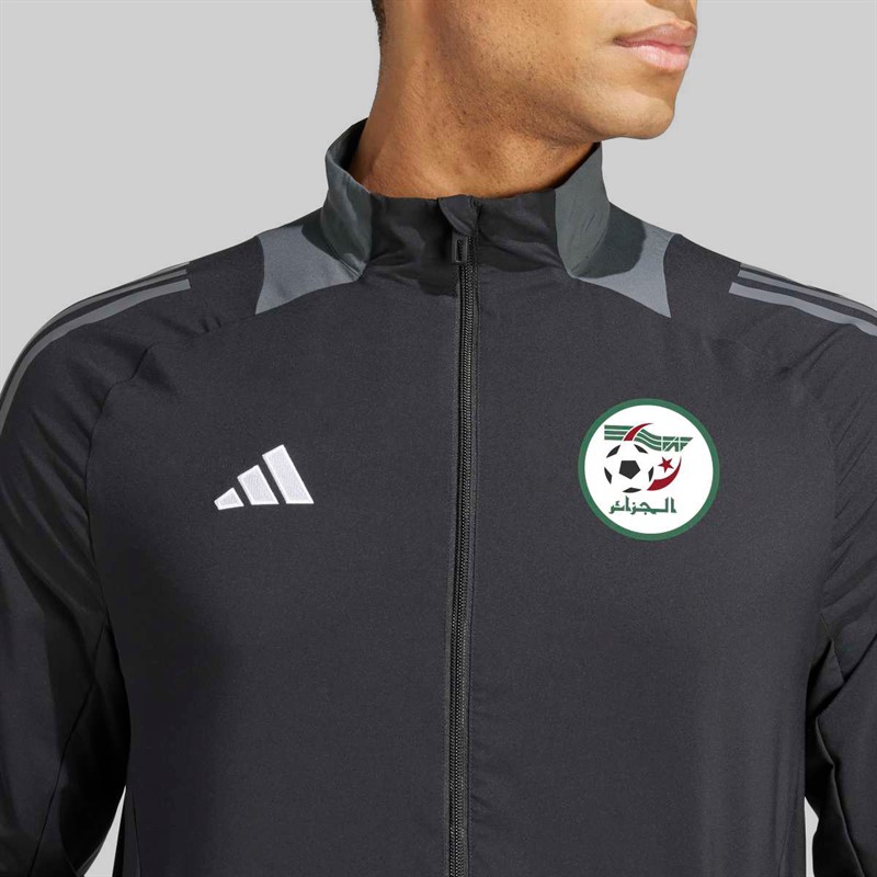 adidas Mens FAF Algeria FC 24/25 Presentation Jacket Black/Team Dark Grey