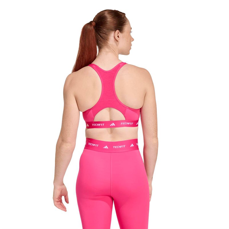 adidas Damen Techfit Mittlere Unterstützung Sport BH Real Magenta